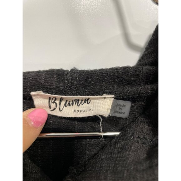 Blumin Apparel Button Front Hoodie Size 1XL Long Sleeve Solid Black Warm Relaxed - Picture 3 of 6